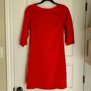 TRINA TURK Ain’t  misbehaving red dress boat neck 3/4 sleeve -Sz 0